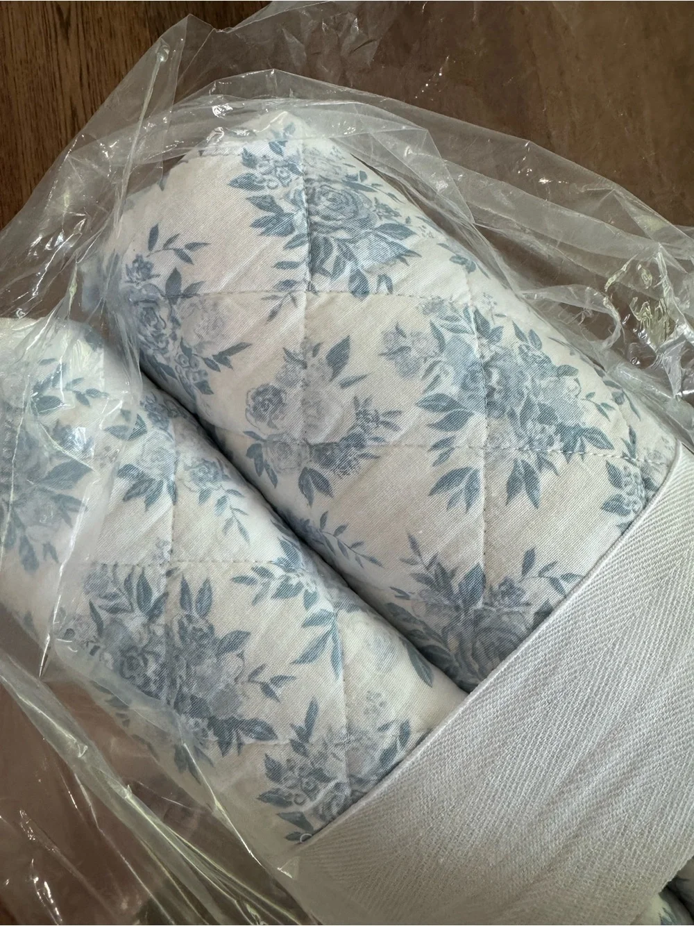 Shabby Chic Light Blue Floral Reversible Quilt Set